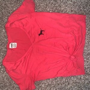 Cropped VS PINK V neck tee